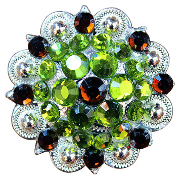 Hilason Green Brown Crystal 1-1/4In Berry Concho Rhinestone Tack Saddle